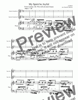 page one of My Spirit be Joyful for Two Soprano Saxophones and Piano