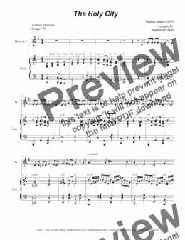 page one of The Holy City (French Horn solo and Piano)