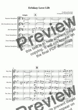 page one of Eriskay Love Lilt (SATTB/AATTB saxophone quintet)