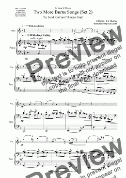 page one of Burns Songs Set 2 - Violin & Piano - TK Murray