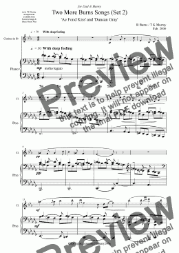 page one of Burns Songs Set 2 - Clarinet & Piano - TK Murray