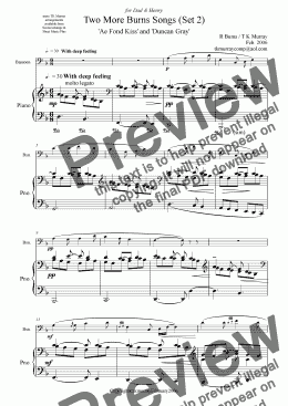 page one of Burns Songs Set 2 - Bassoon & Piano - TK Murray