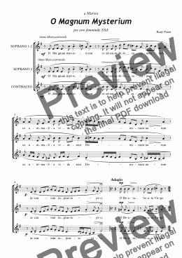 page one of O Magnum Mysterium for female choir