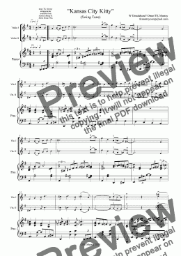 page one of Kansas City Kitty - Swing Tune - 2 Violins & Piano - arr. TK Murray