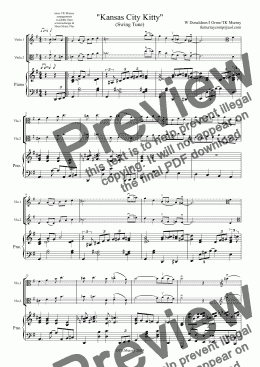 page one of Kansas City Kitty - Swing Tune - 2 Violas & Piano - arr. TK Murray