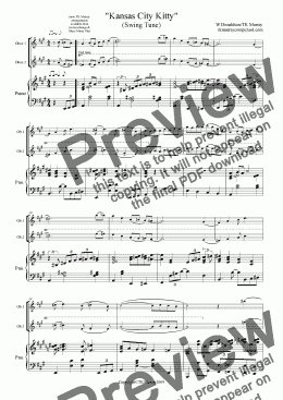 page one of Kansas City Kitty - Swing Tune - 2 Oboes & Piano - arr. TK Murray