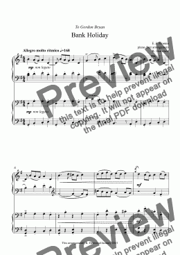 page one of Moeran - Bank Holiday for 4 hand piano duet.