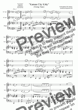 page one of Kansas City Kitty - Swing Tune - 2 Trumpets & Piano - arr. TK Murray