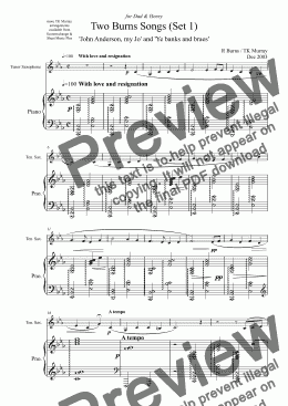 page one of Burns Songs Set 1 - Tenor Saxophone & Piano - TK Murray