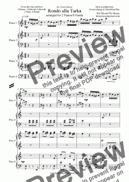 page one of Mozart - Rondo alla Turca - 2 Pianos 8 Hands - TK Murray