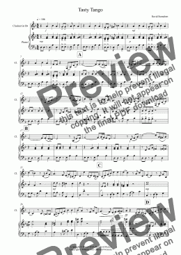 page one of Tasty Tango for Clarinet and Piano
