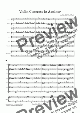 page one of Vivaldi Violin Concerto Op. 3 No. 6 for Violin and String Orchestra