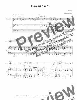 page one of Free At Last (Bb-Clarinet solo and Piano)
