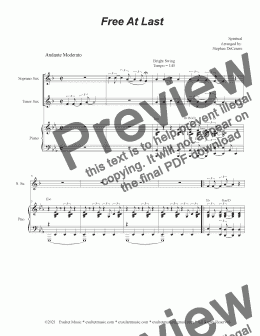 page one of Free At Last (Duet for Soprano and Tenor Saxophone)