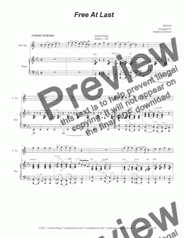 page one of Free At Last (Alto Saxophone and Piano)
