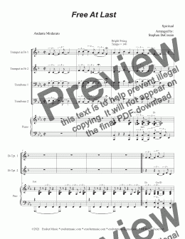 page one of Free At Last (Brass Quartet and Piano - Alternate Version)