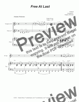 page one of Free At Last (Duet for Bb-Trumpet and French Horn)