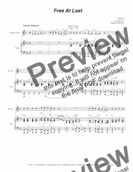 page one of Free At Last (Bb-Trumpet solo and Piano)