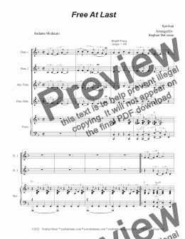 page one of Free At Last (Flute Choir and Piano)