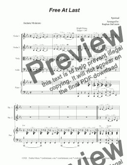 page one of Free At Last (String Quartet and Piano)