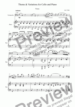 page one of Theme & Variations for Cello and Piano
