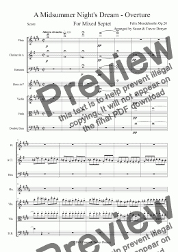 page one of A Midsummer Night's Dream - Overture - Score