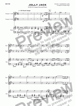 page one of JOLLY JACK MARCH (Trumpet Duet and Piano)