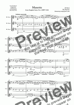 page one of Bach - Musette - 3 Clarinets