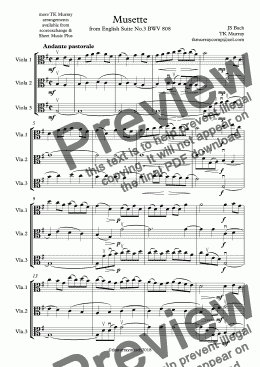 page one of Bach - Musette - 3 Violas