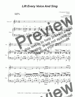 page one of Lift Every Voice And Sing (French Horn solo and Piano)