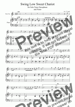 page one of Swing Low Sweet Chariot for Solo Tenor Saxophone and Piano