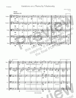 page one of Arensky Variations on a Theme by Tchaikovsky - Full Score