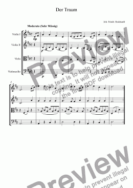 page one of German Christmas carol - Der Traum for string quartet