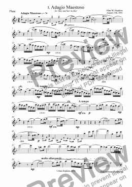 page one of Flute Sonata in F, I, II, Flute Solo parts
