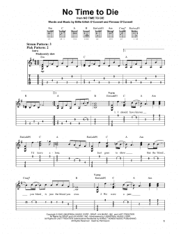 page one of No Time To Die (Easy Guitar Tab)