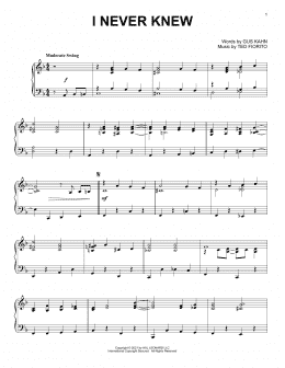 page one of I Never Knew (Piano Solo)