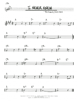 page one of I Never Knew (Real Book – Melody & Chords)