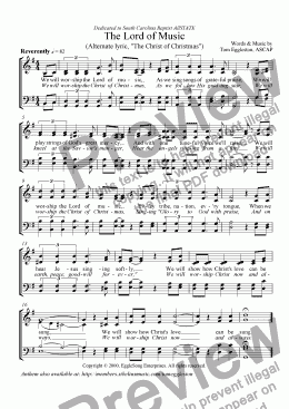 page one of The Lord of Music Hymn