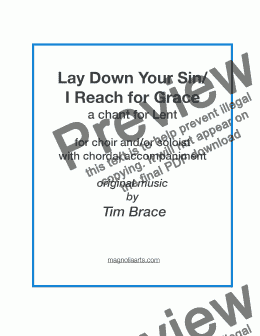 page one of Lay Down Your Sin &  I Reach for Grace - two chants for choir and/or congregation
