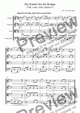 page one of German Christmas Song - Die Kinder bel der Krippe ("Oh, come, little children")