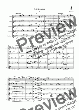 page one of Quintessence I & II - Saxophone Quintet (AATTB)