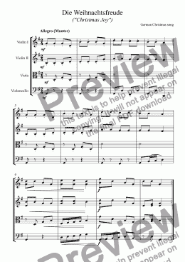 page one of Die Weihnachtsfreude ("Christmas Joy") - String quartet