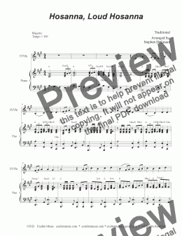 page one of Hosanna, Loud Hosanna (Flute or Violin solo - Piano accompaniment)