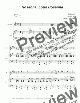 page one of Hosanna, Loud Hosanna (Alto Saxophone - Piano accompaniment)