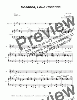page one of Hosanna, Loud Hosanna (French Horn solo - Piano accompaniment)