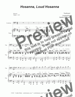 page one of Hosanna, Loud Hosanna (Trombone solo - Piano accompaniment)