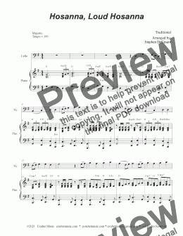 page one of Hosanna, Loud Hosanna (Cello solo - Piano accompaniment)