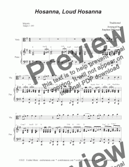 page one of Hosanna, Loud Hosanna (Viola solo - Piano accompaniment)