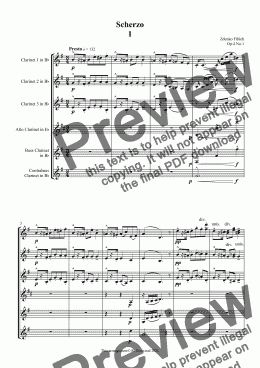 page one of Fibich - Scherzo I Op.4 No.1 for Clarinet Choir 
