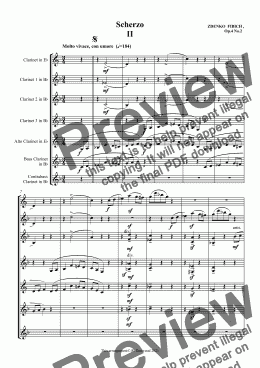 page one of Fibich - Scherzo  II Op.4 No. 2 for Clarinet Choir